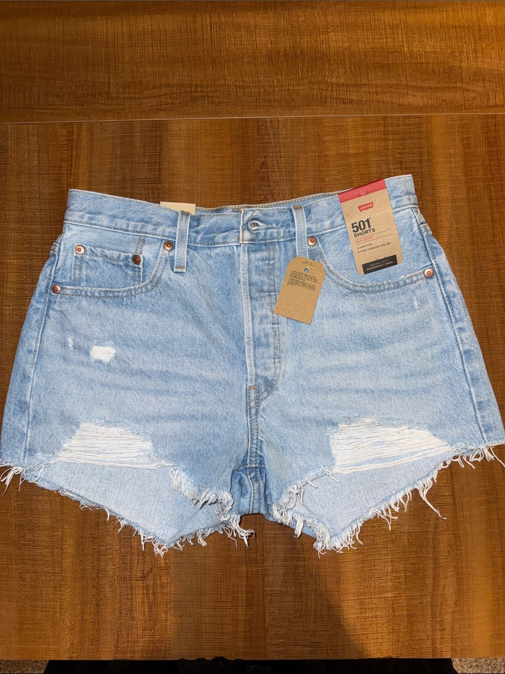 Levi's Light Blue Distressed Denim Cutoff Shorts